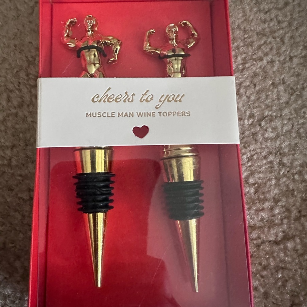 Cheers to You Gold Muscle Man Wine Toppers